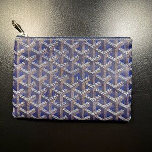 Goyard Navy Blue Senat PM Monogram Pouch